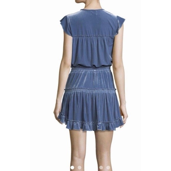 MISA Velvet Dress Blue Tiered Ruffles Tassels Size Medium NWT - Picture 3 of 15